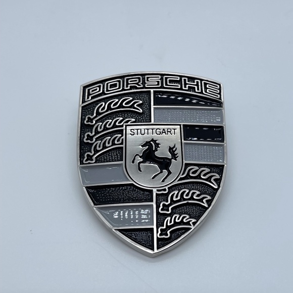 PORSCHE refinished custom livery hood crest Chalk Gray & Black custom ma… - Picture 2 of 2